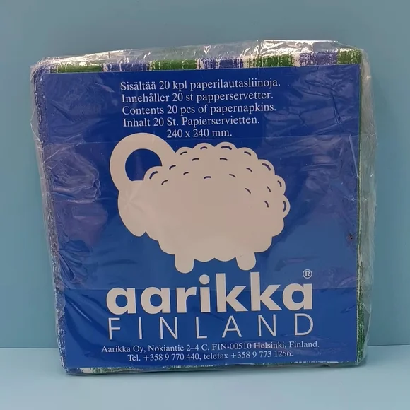 VTG Aarikka Finland 4 Blue Birch Wood Moose Napkin Rings and 20 Moose Napkins - Picture 6 of 7